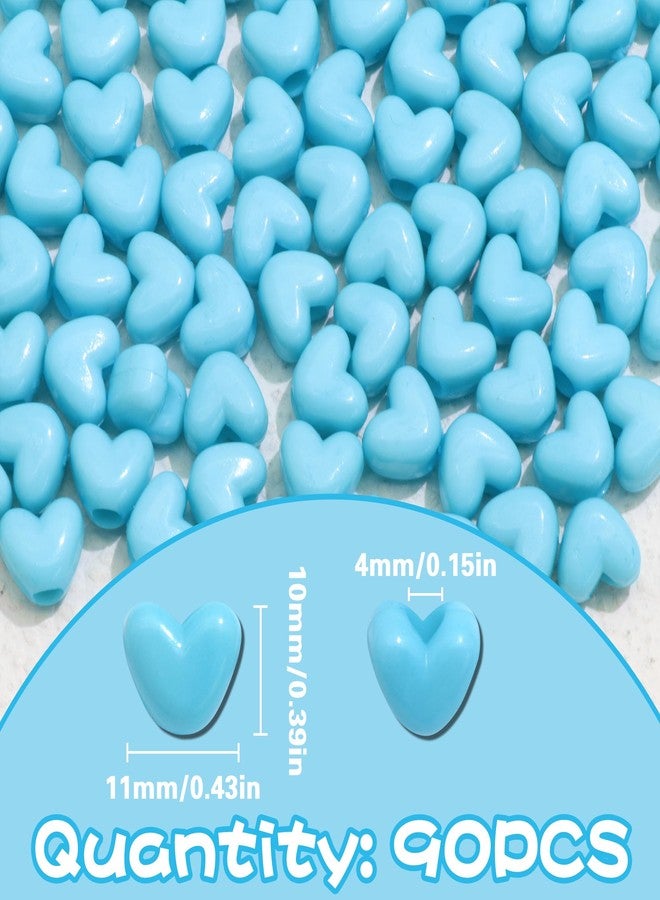 VENOFEN 90PCS Heart Hair Beads Blue Bead Loc Dreadlock Accessories for Girls Cute Heart Shape Pony Beads for Braids - Image 4
